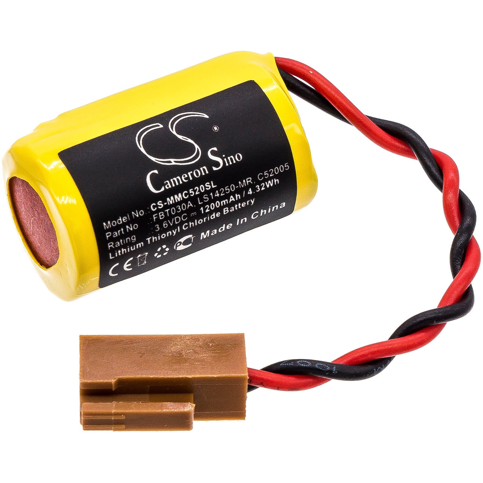 3.6V 1200mAh PLC Battery for Fuji Electric MICREX, Mitsubishi, Xerox, Toyo Denki - Lithium Thionyl Chloride (Li-SOCl2)
