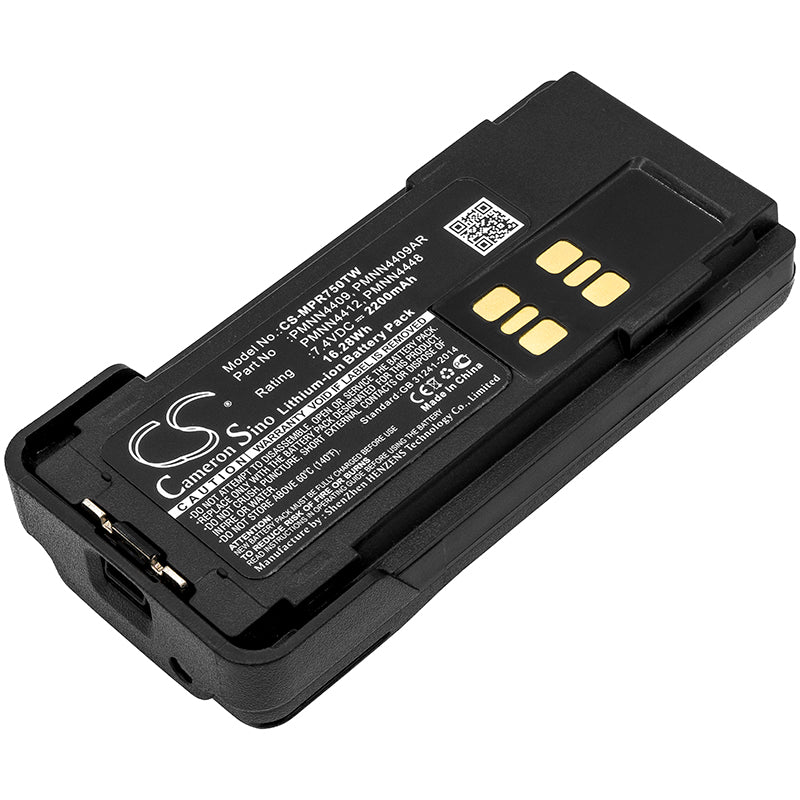 2200mAh Li-ion Battery for Motorola XPR7350/DP4400/APX3000 Two-Way Radios - 7.4V PMNN4409 Replacement, Enhanced Performance
