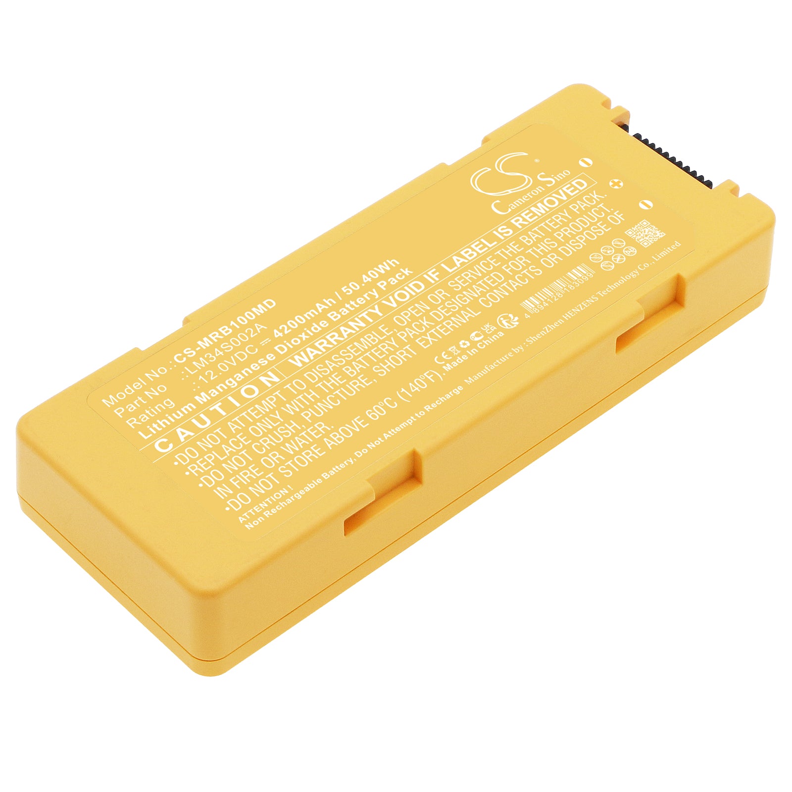 4200mAh 12V Li-MnO2 Replacement Battery for Mindray BeneHeart AEDs - C1, C2, S1, S2
