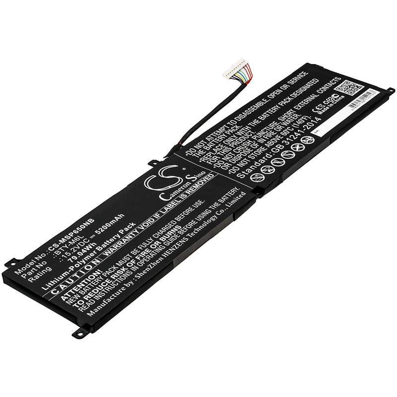 79.04Wh 5200mAh Replacement Battery for MSI GS65 Stealth Thin & P65 Creator - BTY-M6L Laptop
