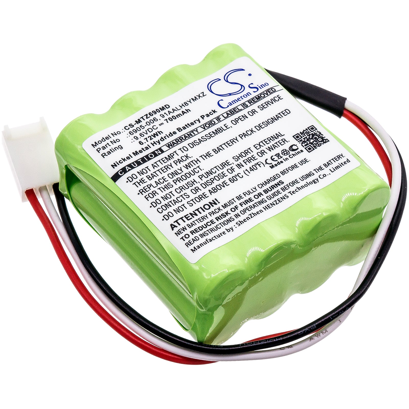 9.6V 700mAh Ni-MH Replacement Battery for Morita DentaPort ZX & Root ZX Apex Locator - 6.72Wh
