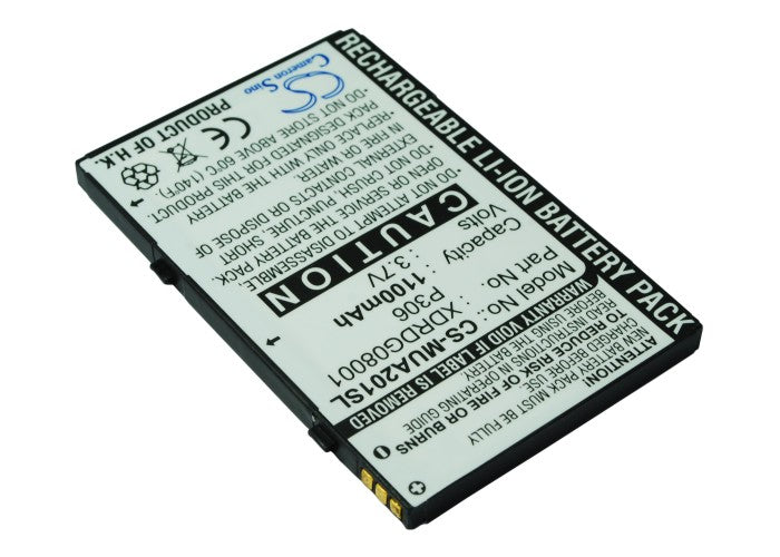 1100mAh Battery Replacement for I-Mate JAMA 201, P306 - 3.7V Li-ion Smartphone Battery, Exact Fit 66x44x4mm
