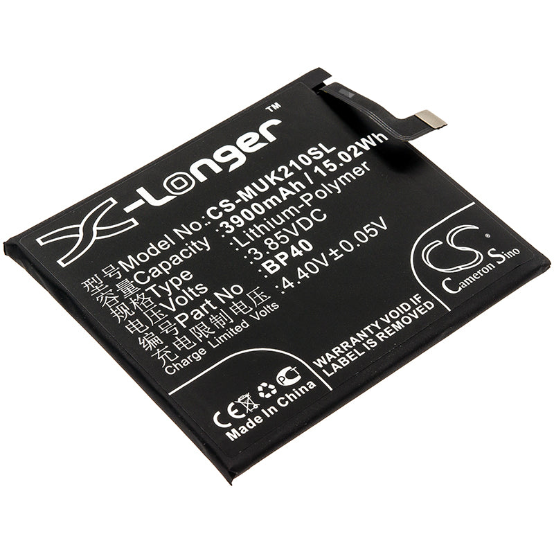 3900mAh Replacement Battery for Redmi K20 Pro/Mi 9T Pro (BP40) - Li-Polymer, 3.85V, Exact Fit
