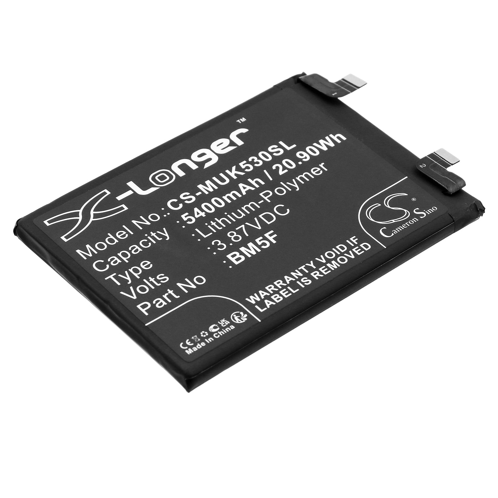5400mAh Replacement Battery for Redmi K50/K50 5G (22041211AC) Smartphone - 3.87V Li-Polymer BM5F
