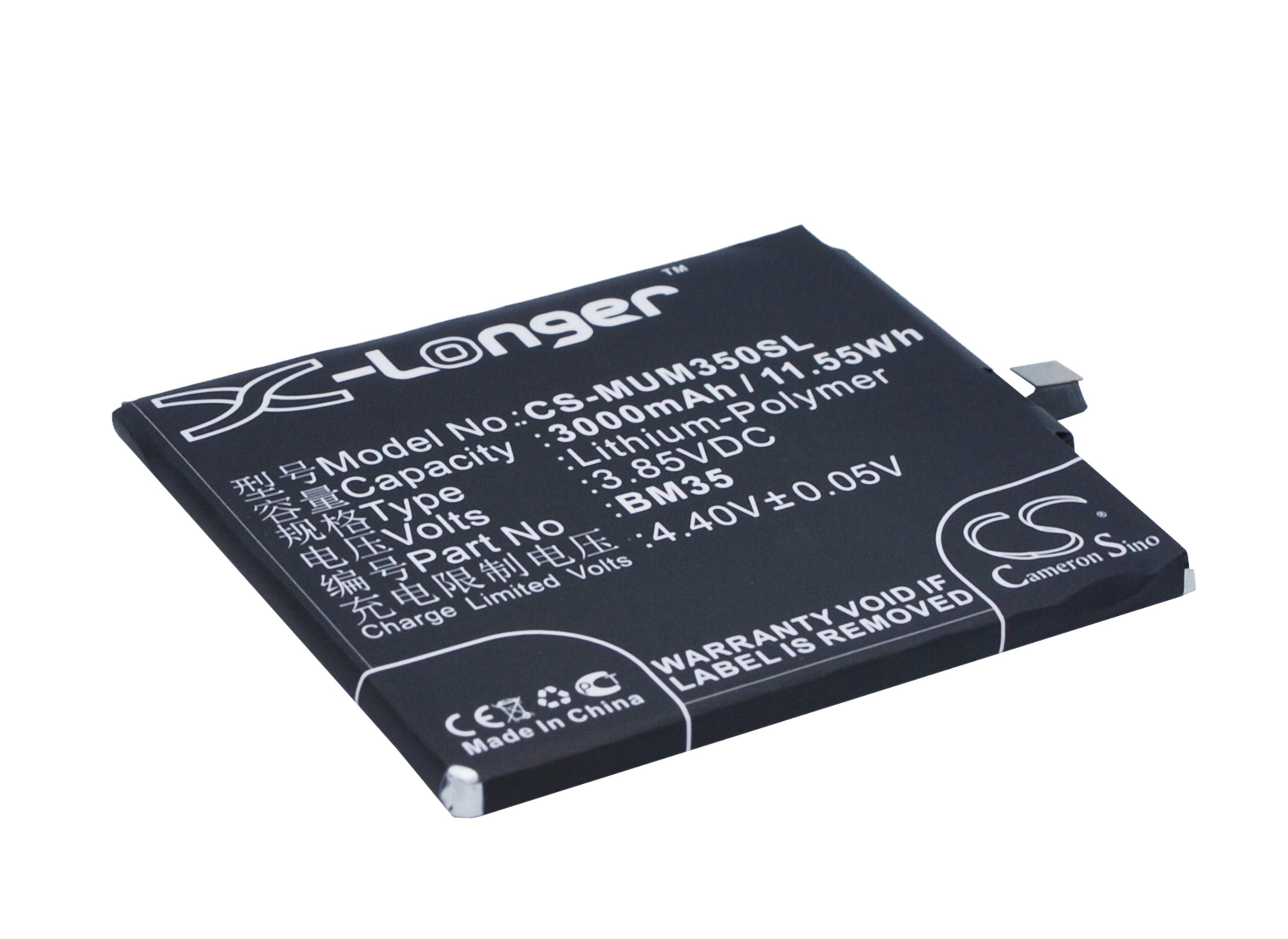 3000mAh Li-Polymer Replacement Battery for Xiaomi Mi 4c / Mi 4c Dual SIM - 3.85V, 11.55Wh
