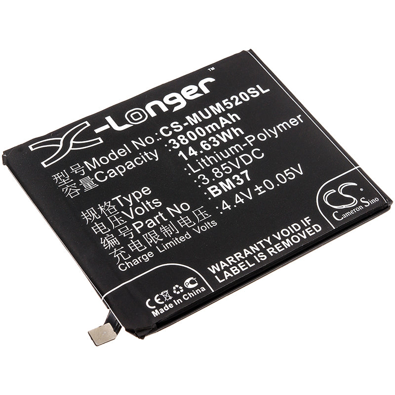 3800mAh Replacement Battery for Xiaomi Mi 5s Plus - BM37, 3.85V, Li-Polymer (Premium/Standard Edition)
