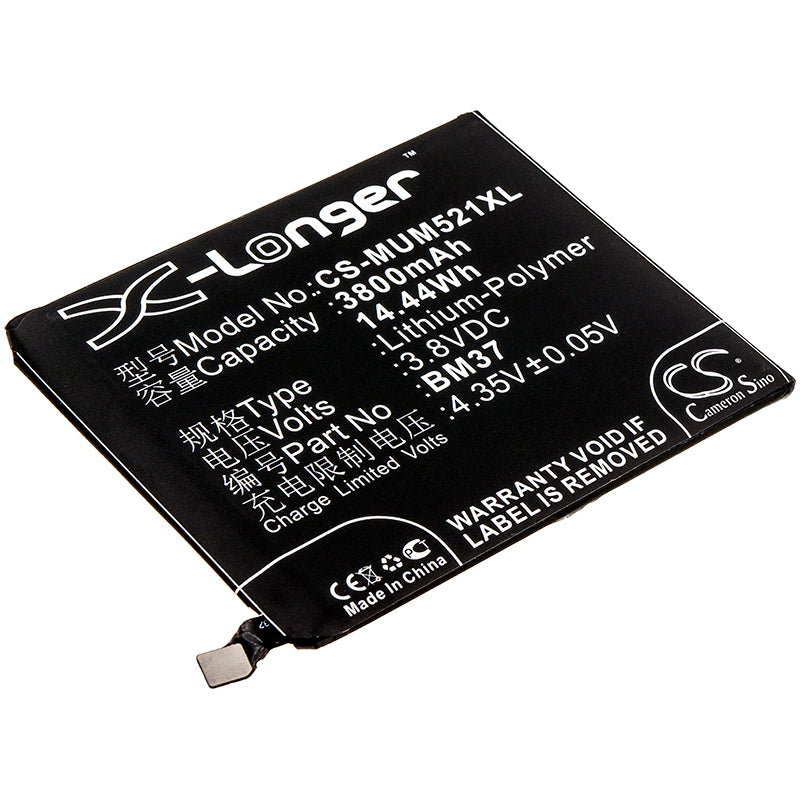 3800mAh Xiaomi Mi 5s Plus (China Ver.) Battery Replacement BM37 - High Capacity, 77.68x64.75x4.10mm Cellphone Battery
