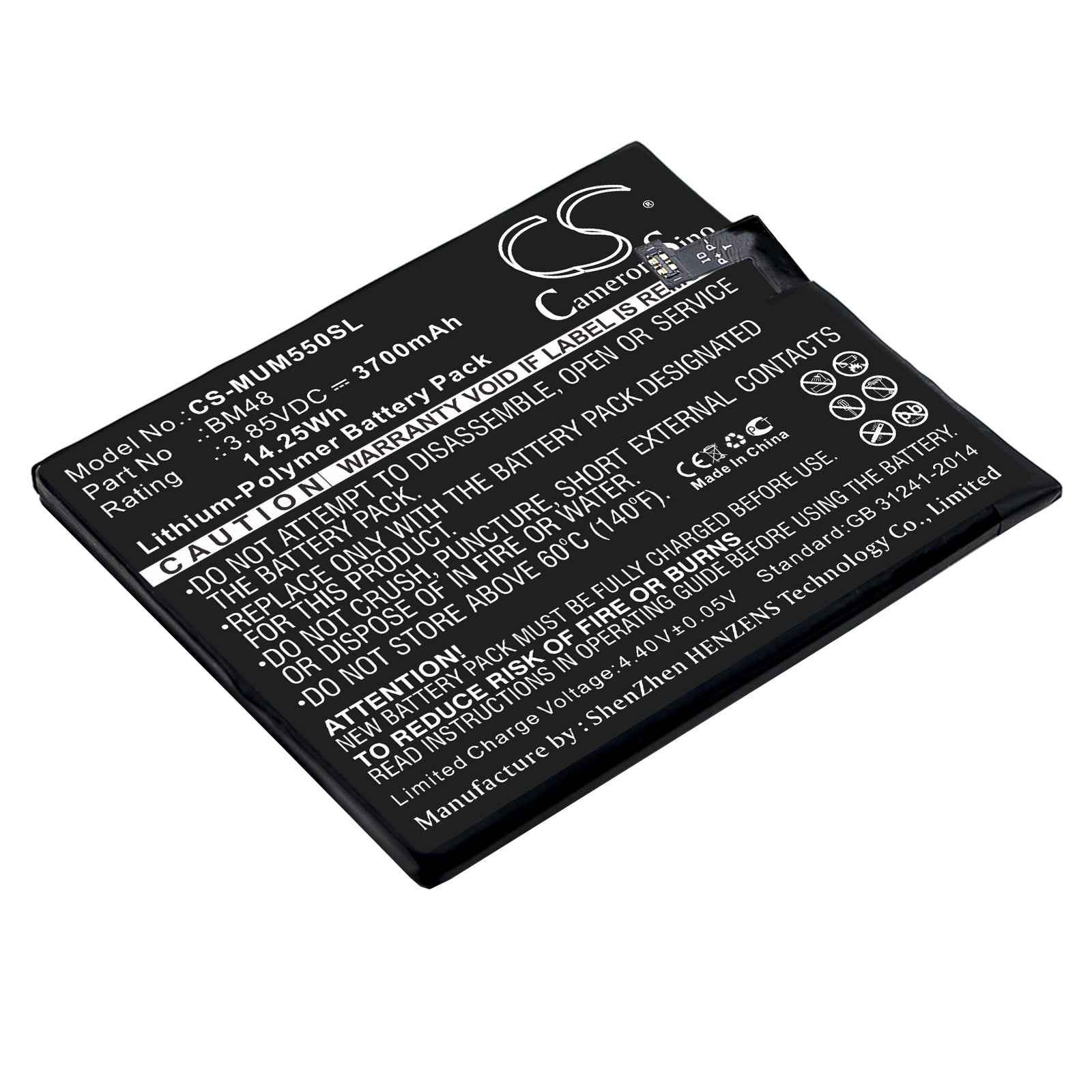 3700mAh Replacement Battery for Xiaomi Note 2 (2015211) - 3.85V 14.25Wh - Standard Smartphone Battery
