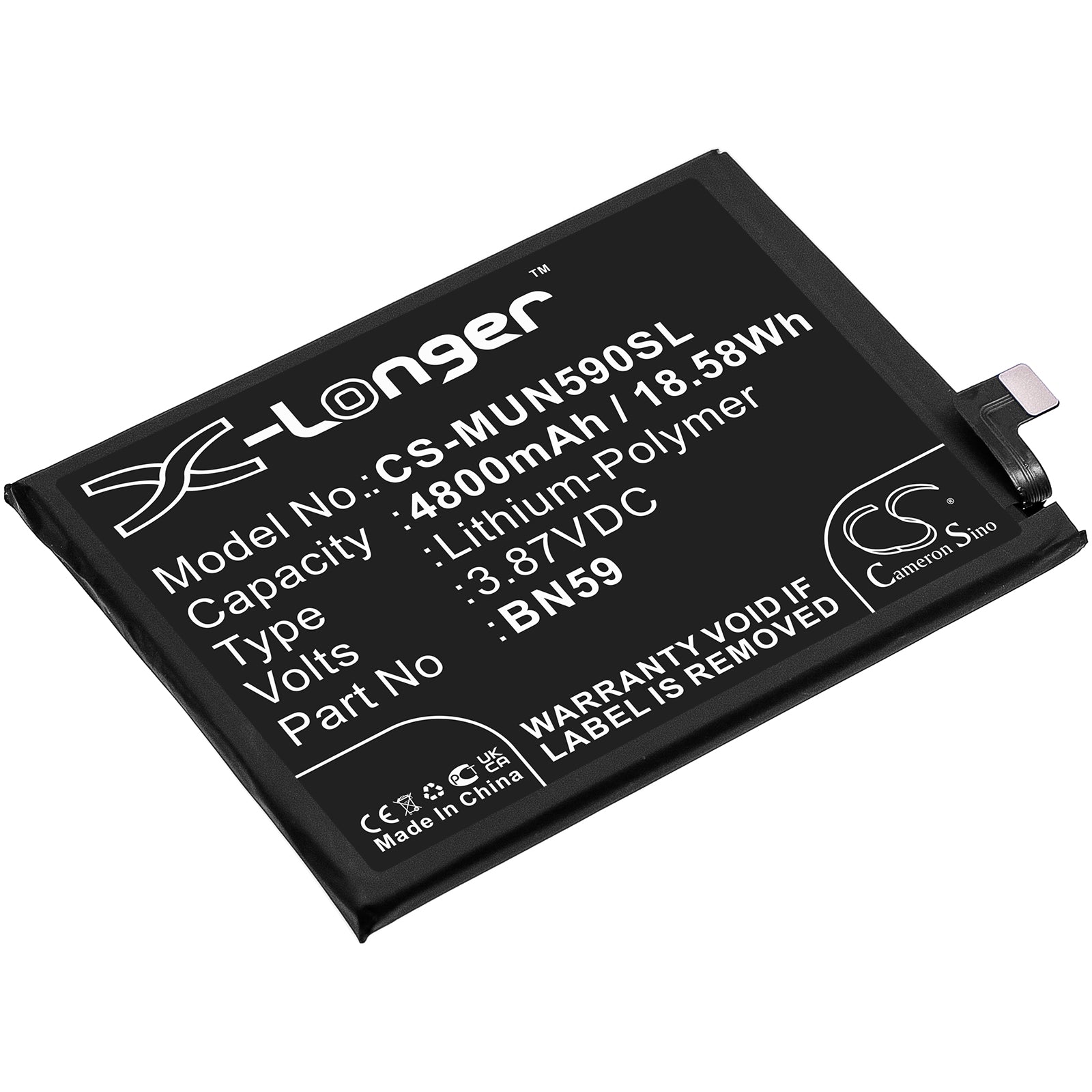 4800mAh Replacement Battery for Redmi Note 10 (M2101K7AI/AG) - 3.87V Li-Polymer Battery, Phone Repair Part
