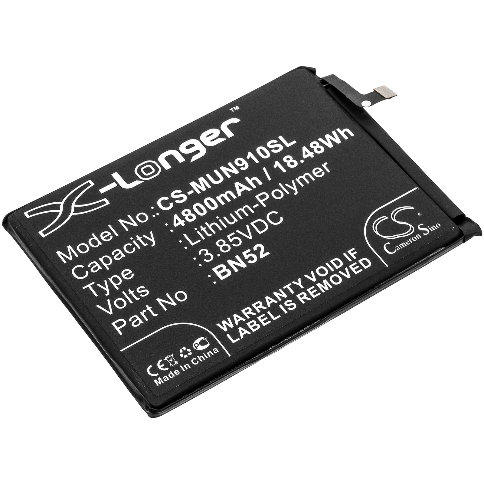 4800mAh BN52 Battery Replacement for Poco M2 Pro & Redmi Note 9 Pro - 3.85V Li-Polymer, Extended Life
