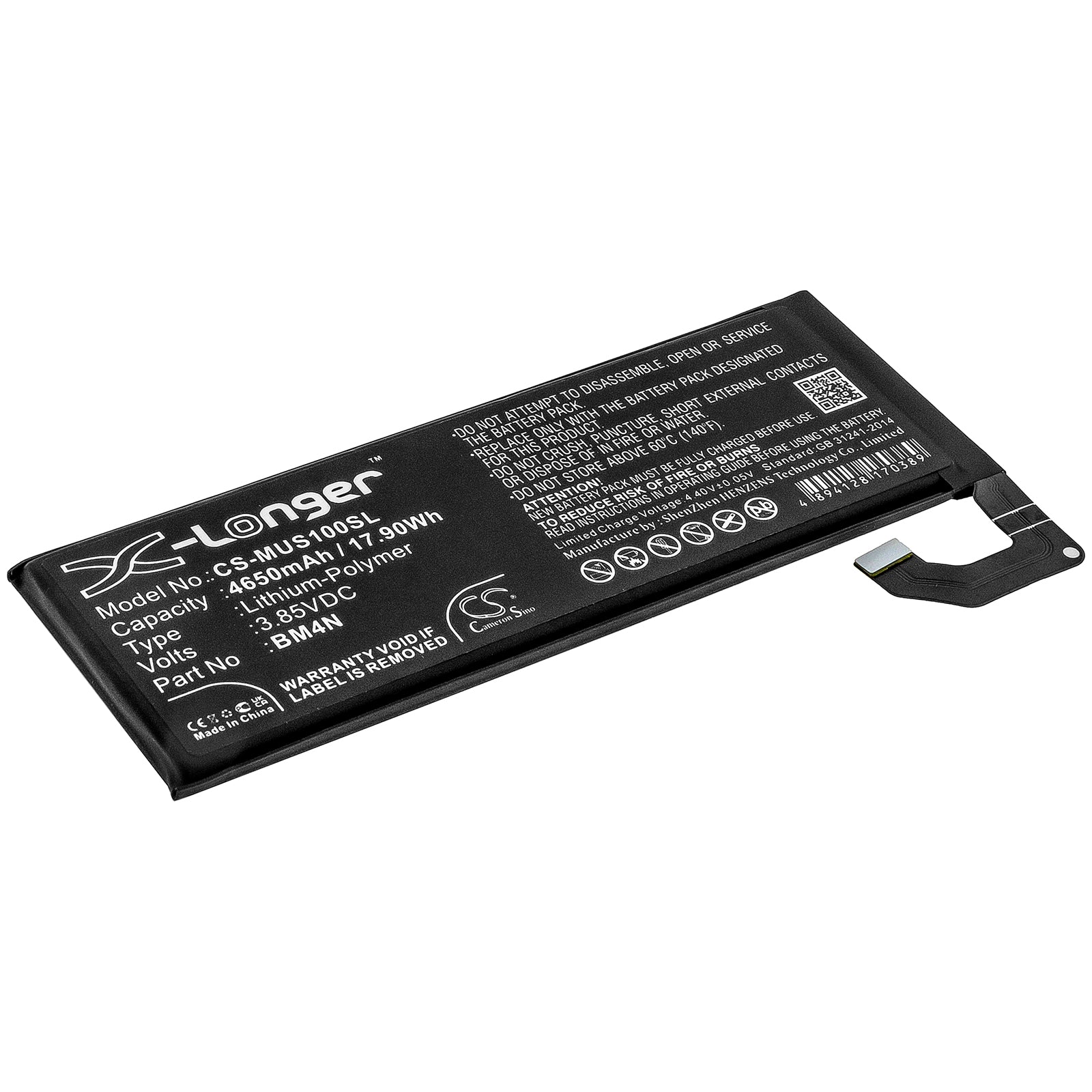 4650mAh BM4N Replacement Battery for Xiaomi Mi 10/Mi 10 5G/Mi 10S 5G/M2102J2SC Smartphone - High Capacity Internal Battery
