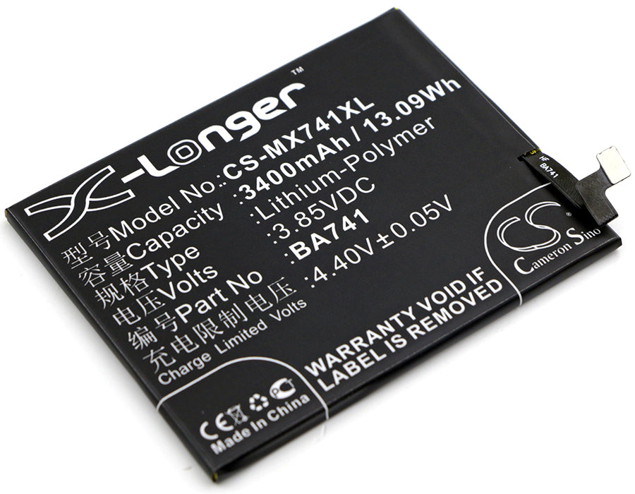3400mAh Replacement Battery for Meilan E2 - 3.85V Li-Polymer, Phone Repair Part, 81x63x3mm
