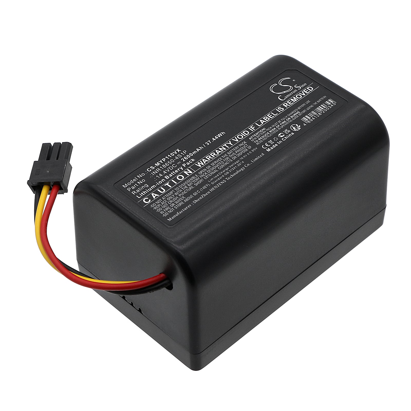 2600mAh Replacement Battery for Moneual P11 Robotic Vacuum - 14.4V, 37.44Wh, Li-ion - Long Lasting Power

