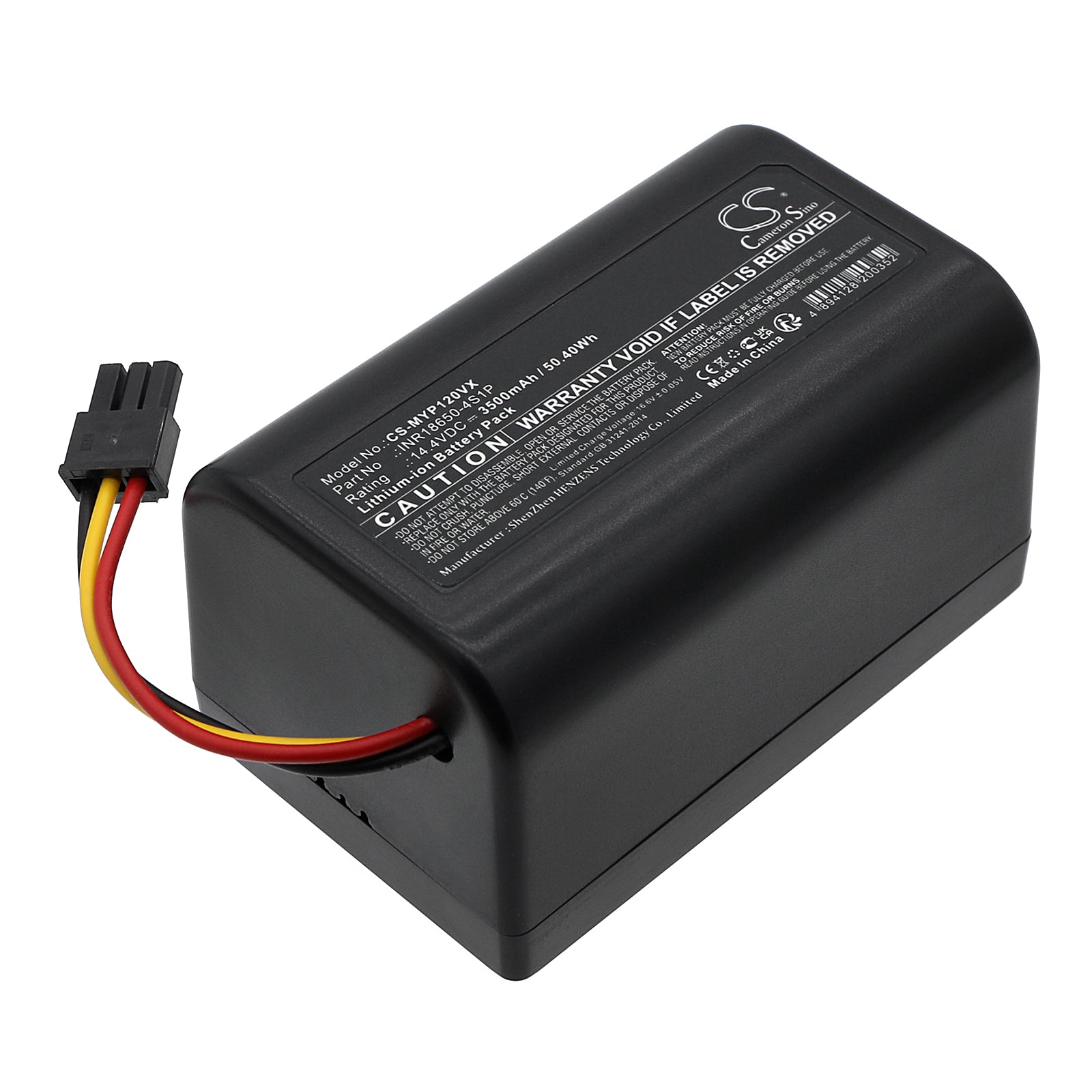 3500mAh 14.4V Li-ion Replacement Battery for Moneual P11 Robotic Vacuum - INR18650, 50.4Wh
