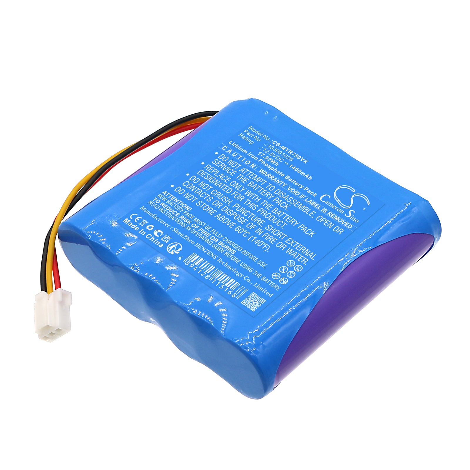 1400mAh 12.8V LiFePO4 Replacement Battery for Moneual RYDIS R750 Robot Vacuum - Compatible with R750 & Cleanbot R750
