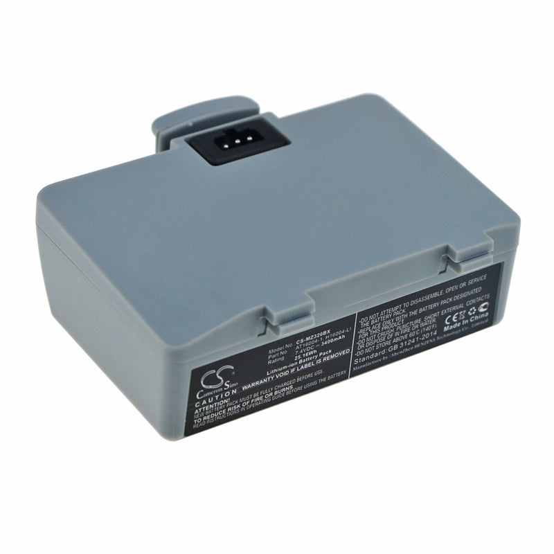 7.4V 3400mAh Replacement Battery for Zebra QL220 QL320 Barcode Scanners - AT16004-1 Extended Life
