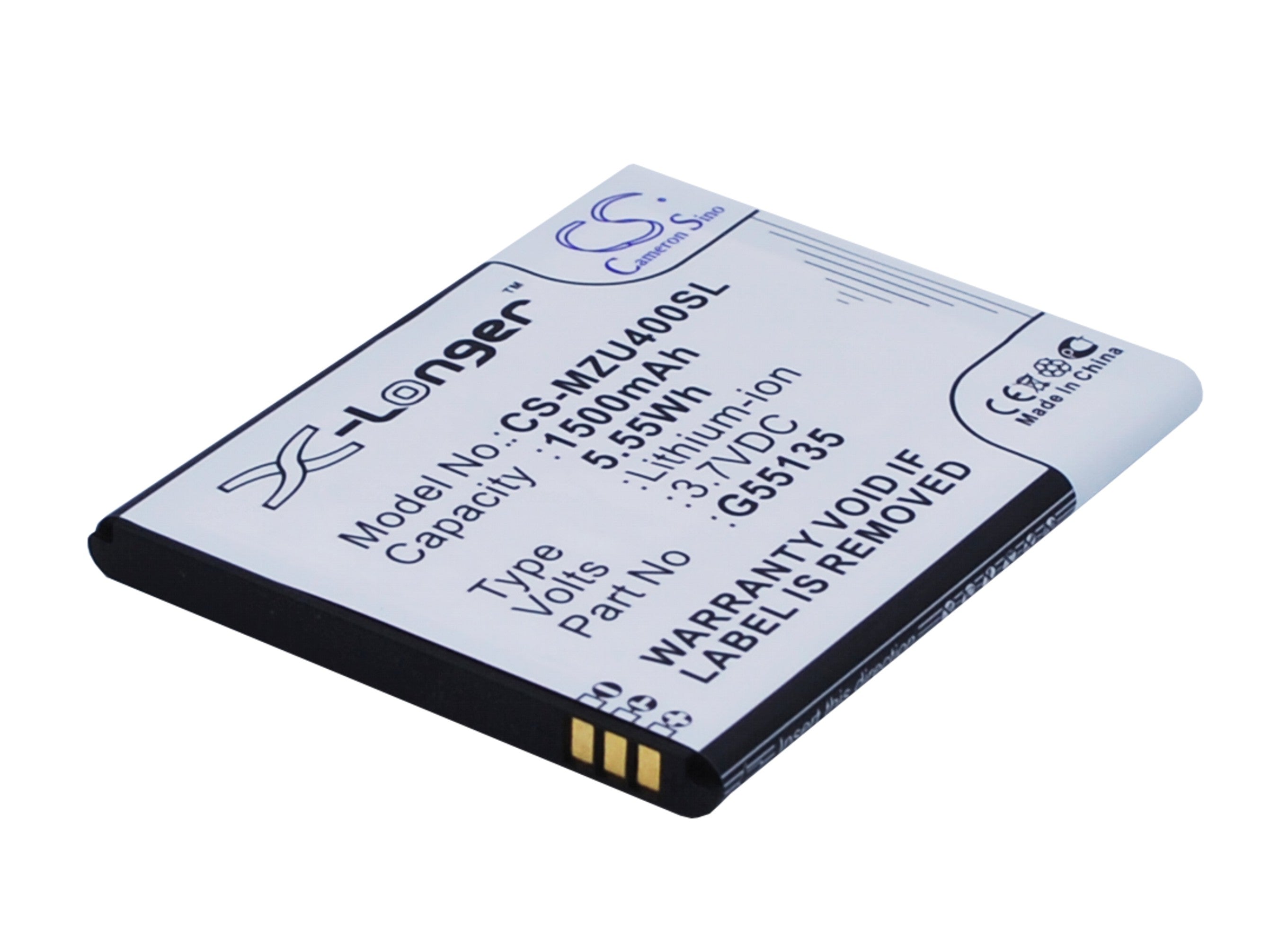 1500mAh 3.7V Li-ion Replacement Battery for NAVON Mizu M400 & G55135 Smartphones - Extended Life Power
