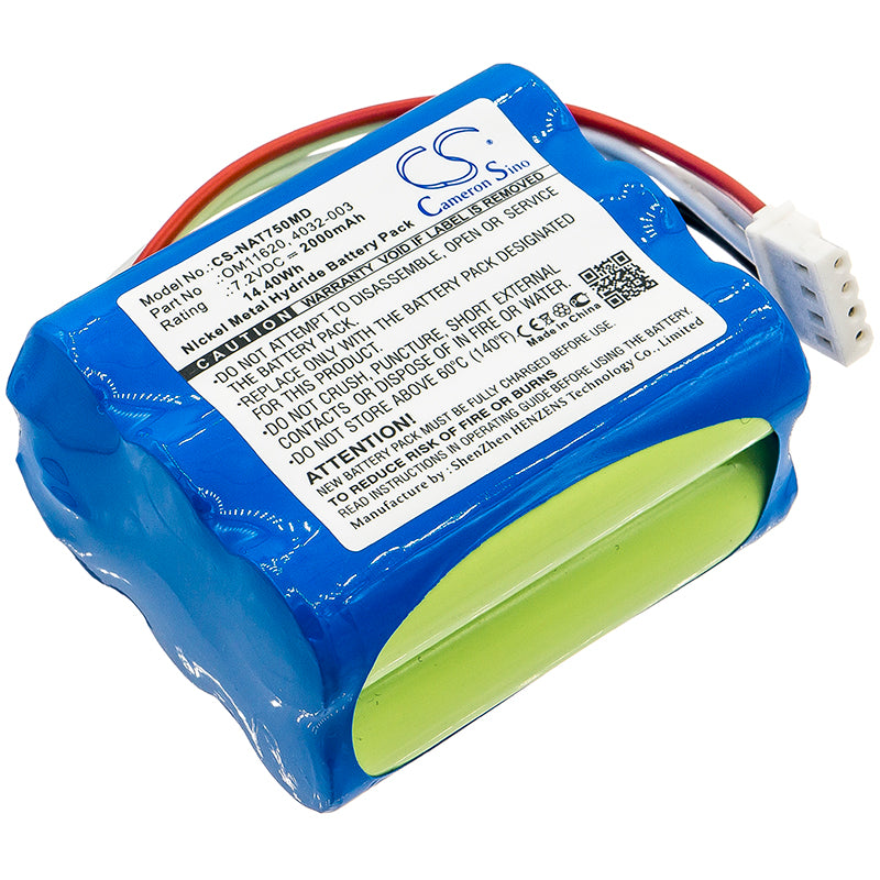 7.2V 2000mAh Ni-MH Replacement Battery for Nonin/BCI 7500 Pulse Oximeter, Medical Grade, 50.5x42.8x28.6mm
