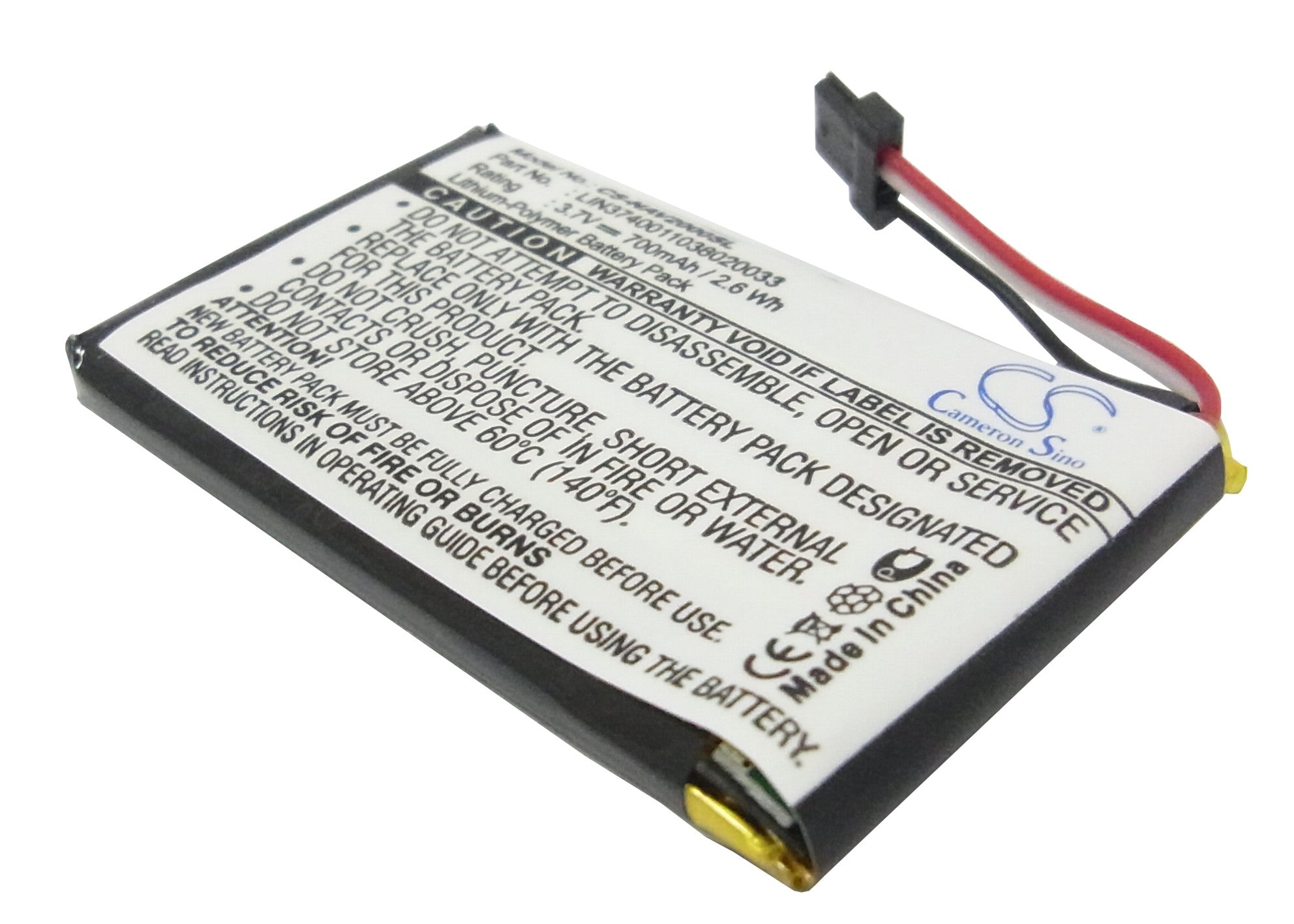 Navigon 20 Easy/Plus GPS Navigator Battery - 700mAh Li-Polymer 3.7V Replacement (47.53x29.45x5.17mm)

