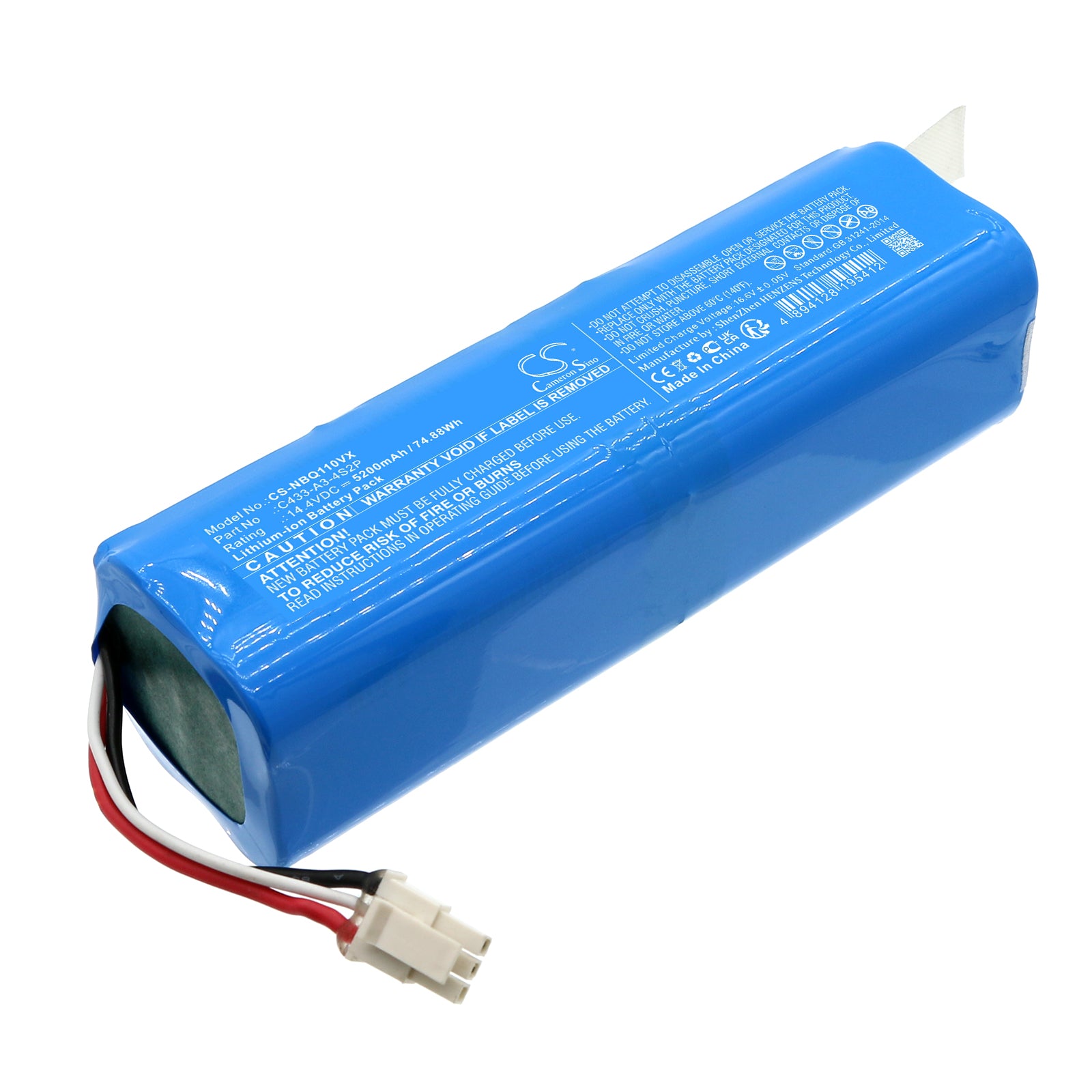 5200mAh Replacement Battery for Neabot NoMo Q11 Robot Vacuum, 14.4V, Li-ion, Fits Models C433-A3-4S2P & C1048A2
