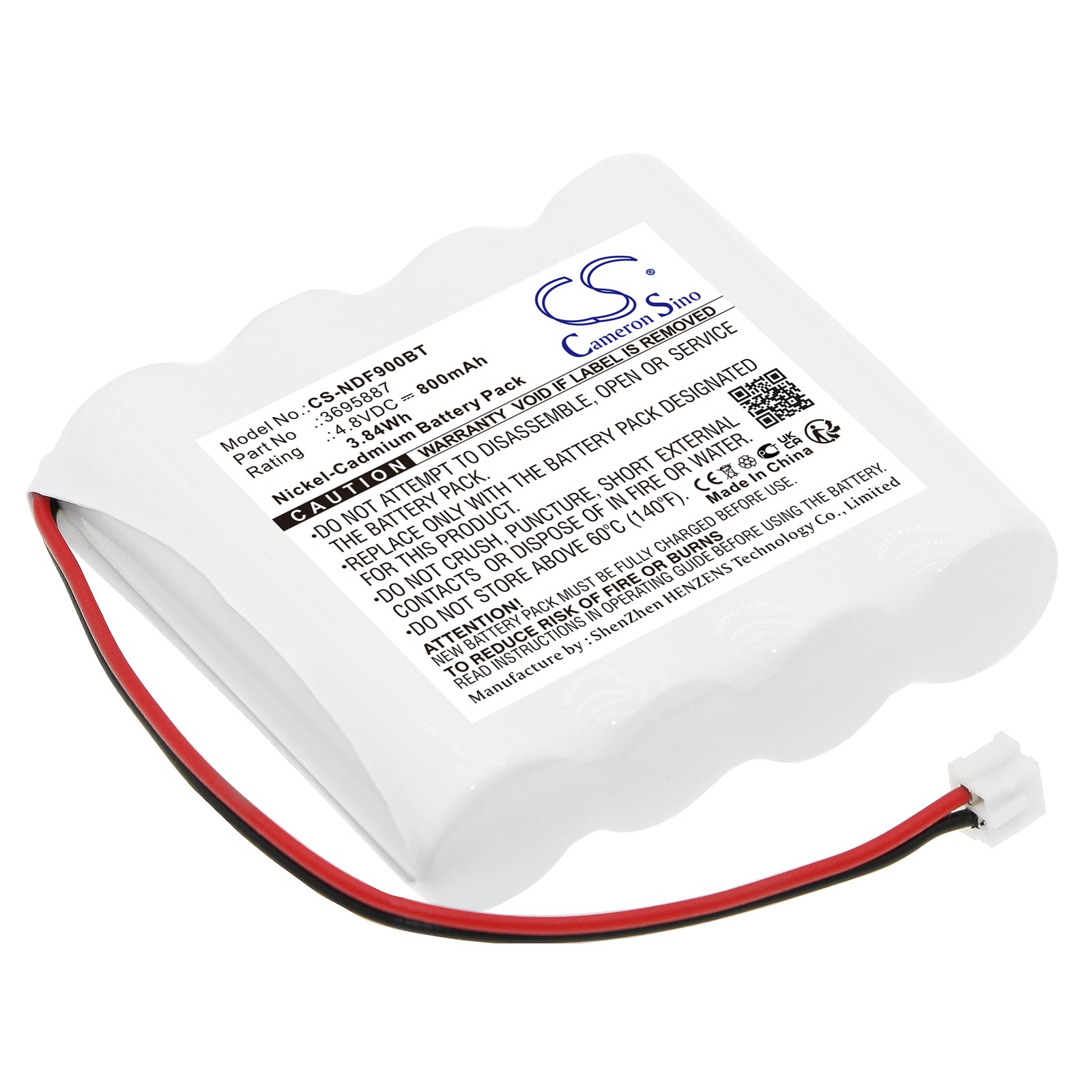 Indexa Repeater 9000FR Alarm Battery - 4.8V 800mAh Ni-CD Replacement, 57x50.5x14.4mm
