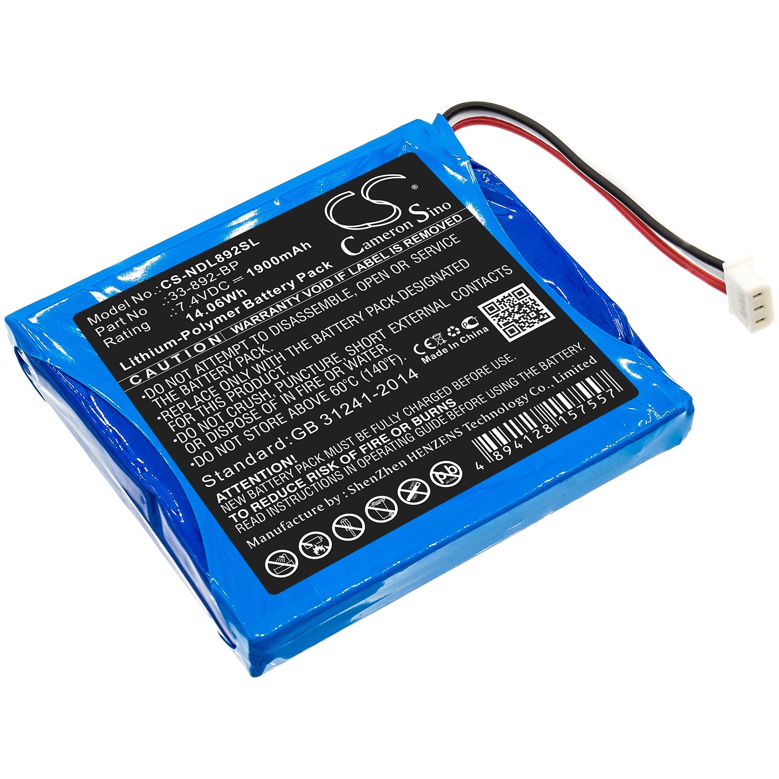 IDEAL Securitest Pro Tester 33-892 Replacement Battery - 7.4V 1900mAh Li-Polymer Power Pack 14.06Wh
