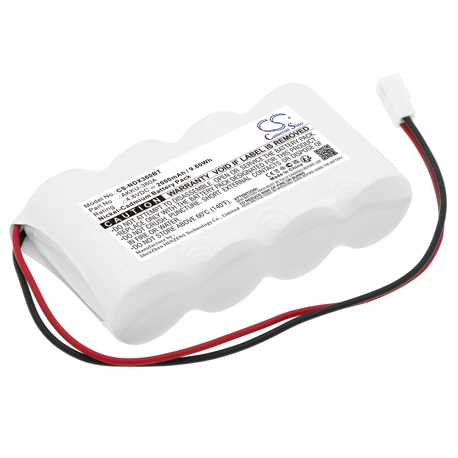 4.8V 2000mAh Ni-CD Replacement Battery for Indexa OS360A, OS365A, 151A Alarm System (89.8x45.1x22.5mm)
