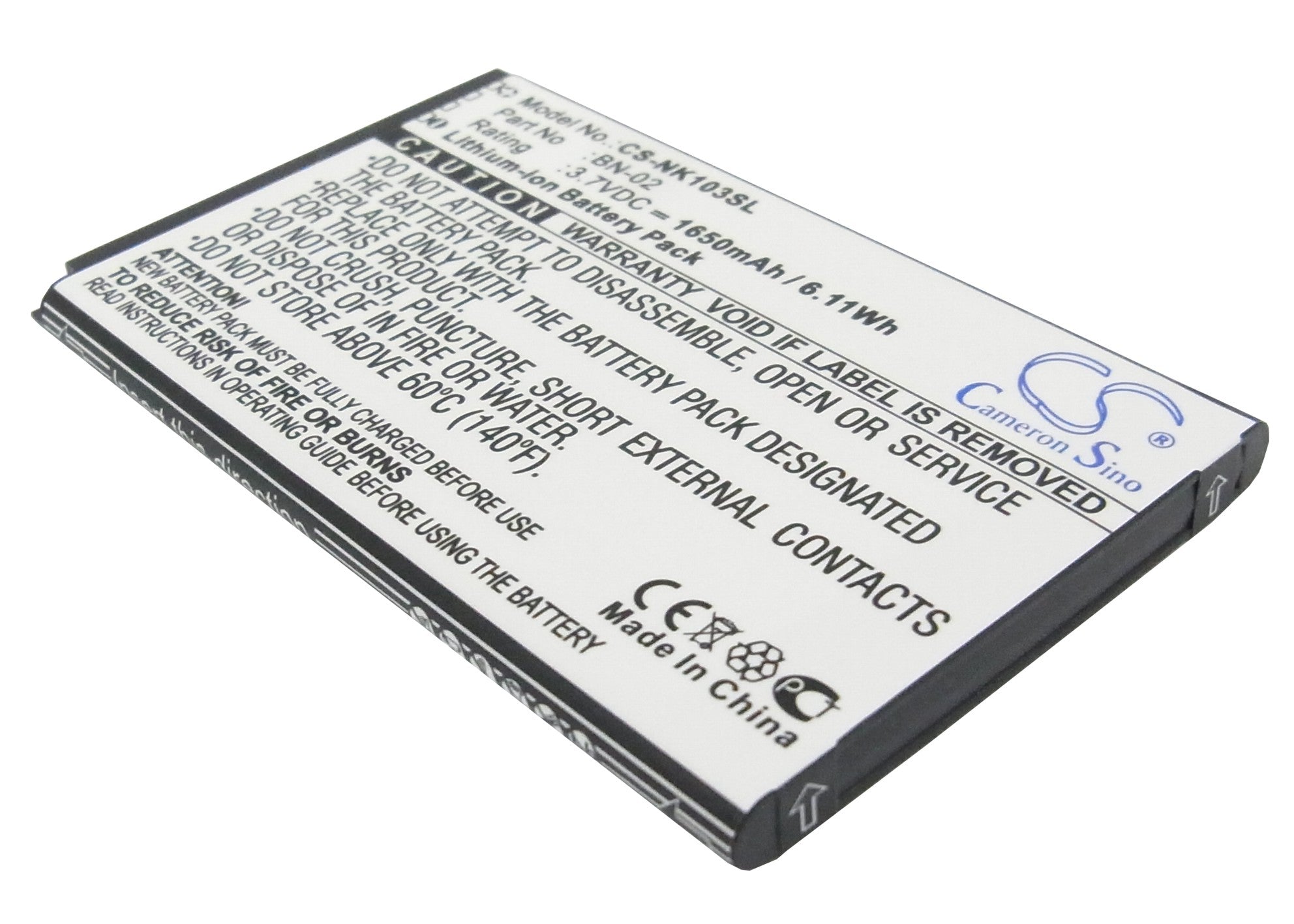 1650mAh Replacement Battery for Nokia XL, XL Dual SIM (RM-1030, RM-1042) - 3.7V Li-ion Smartphone Battery
