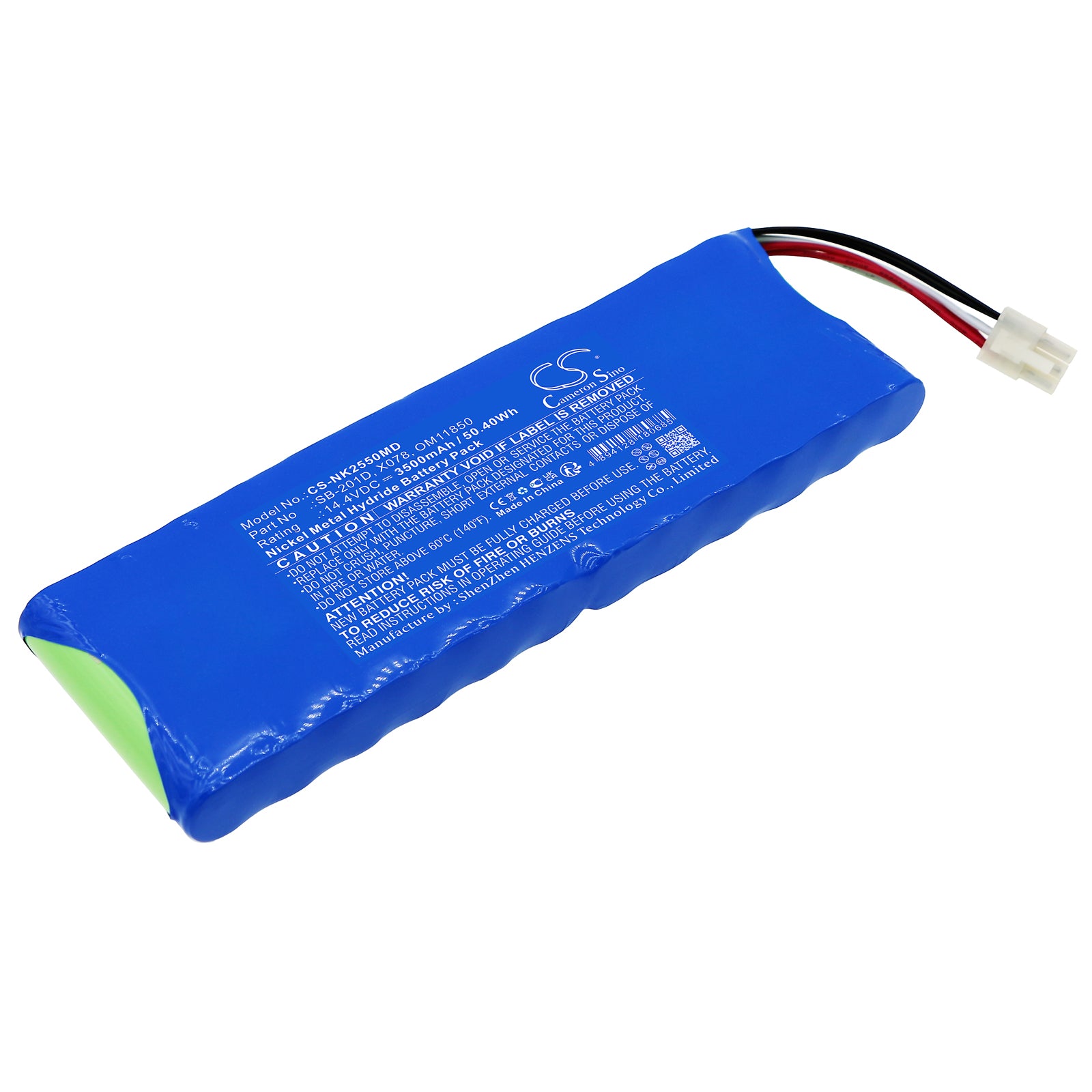 14.4V 3500mAh Ni-MH Replacement Battery for Nihon Kohden Cardiofax G ECG-2550 Monitor - SB-201D, X078, OM11850 
