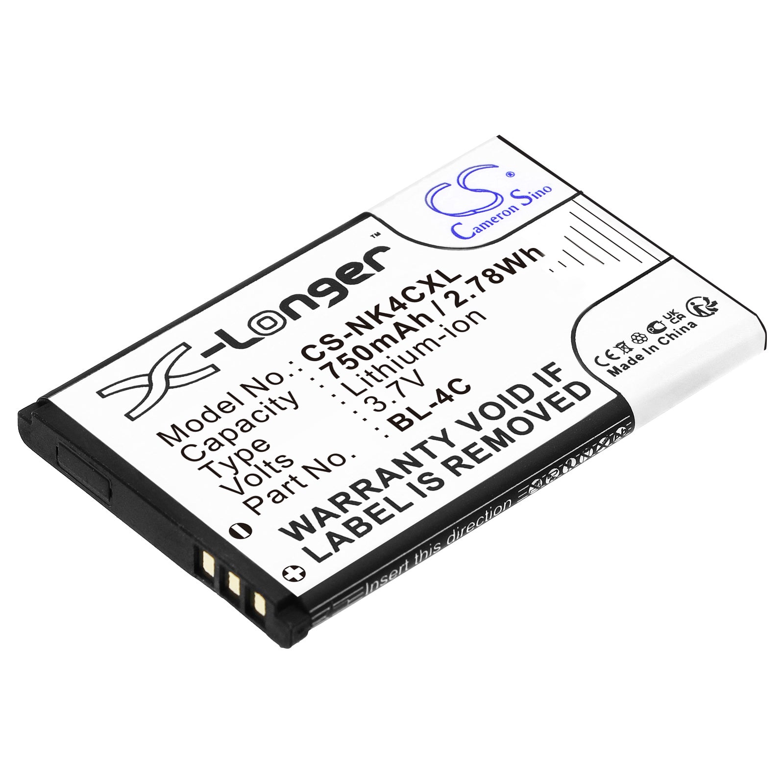 750mAh 3.7V Li-ion Replacement Battery for BBK V205, Nokia 6300, BLU Samba Mini, SVP 700 & Rollei Compactline 83 - Premium Power Cell
