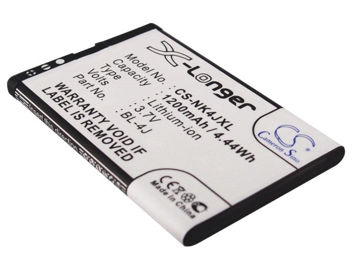 1200mAh Nokia C6, Lumia 620 Replacement Battery - BL-4J, 3.7V Li-ion Smartphone Battery (60.1x38x5.1mm)
