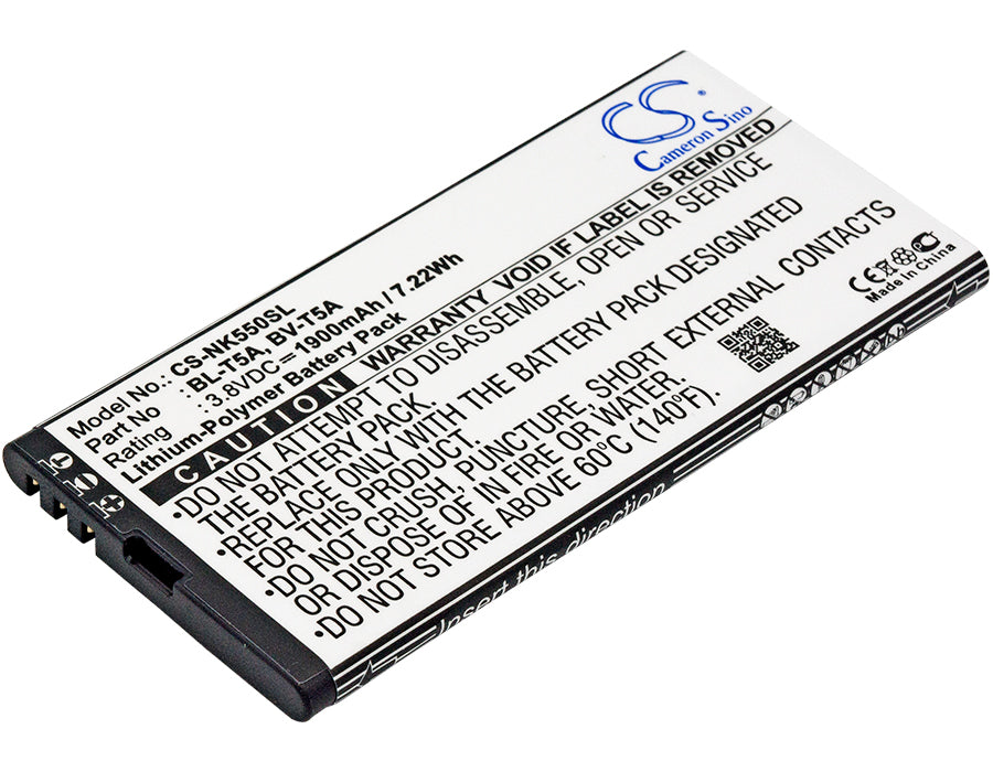1900mAh Replacement Battery for Lumia 550, 730, 735 Smartphones - 3.8V Li-Polymer, BL-T5A/BV-T5A Backup Power 
