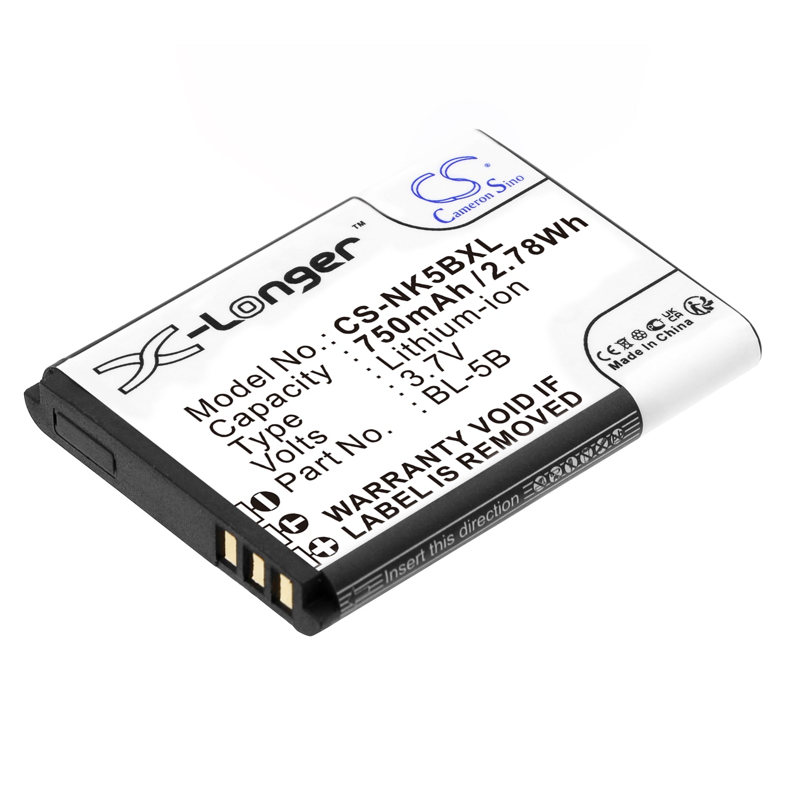 750mAh 3.7V Li-ion Replacement Battery for Alcatel OT-S680, Nokia, Vivitar Cameras, & GPS Trackers
