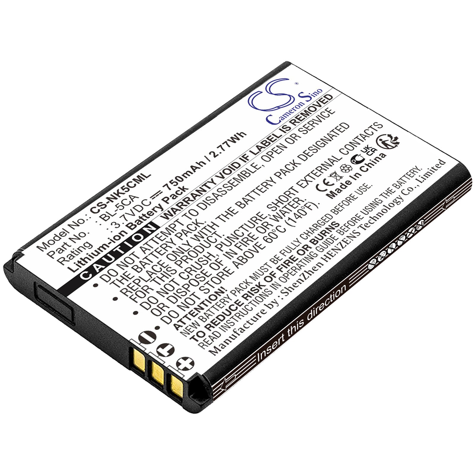 750mAh 3.7V Replacement Battery for Anycool Enjoy W02 GPS, Nokia Phones & Portable Speakers
