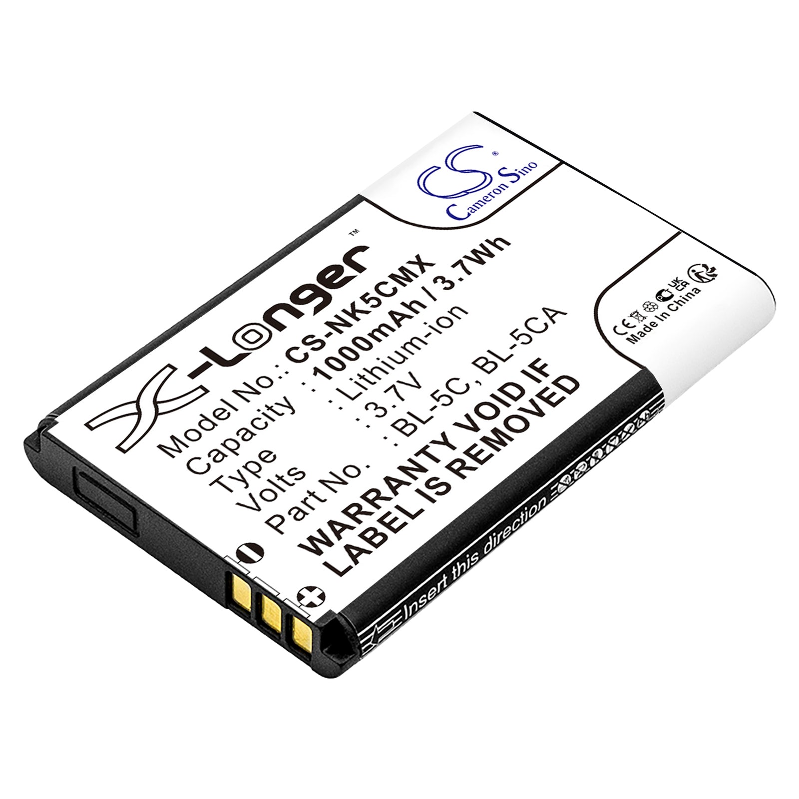 1000mAh 3.7V Li-ion Replacement Battery for Anycool Enjoy W02, Nokia, VIVO Phones - (53x33.9x5.7mm)
