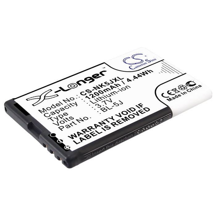 1200mAh Battery Replacement for Nokia 5800 XpressMusic, N900, 5230, X6, C3, Lumia 520 - 3.7V Li-ion
