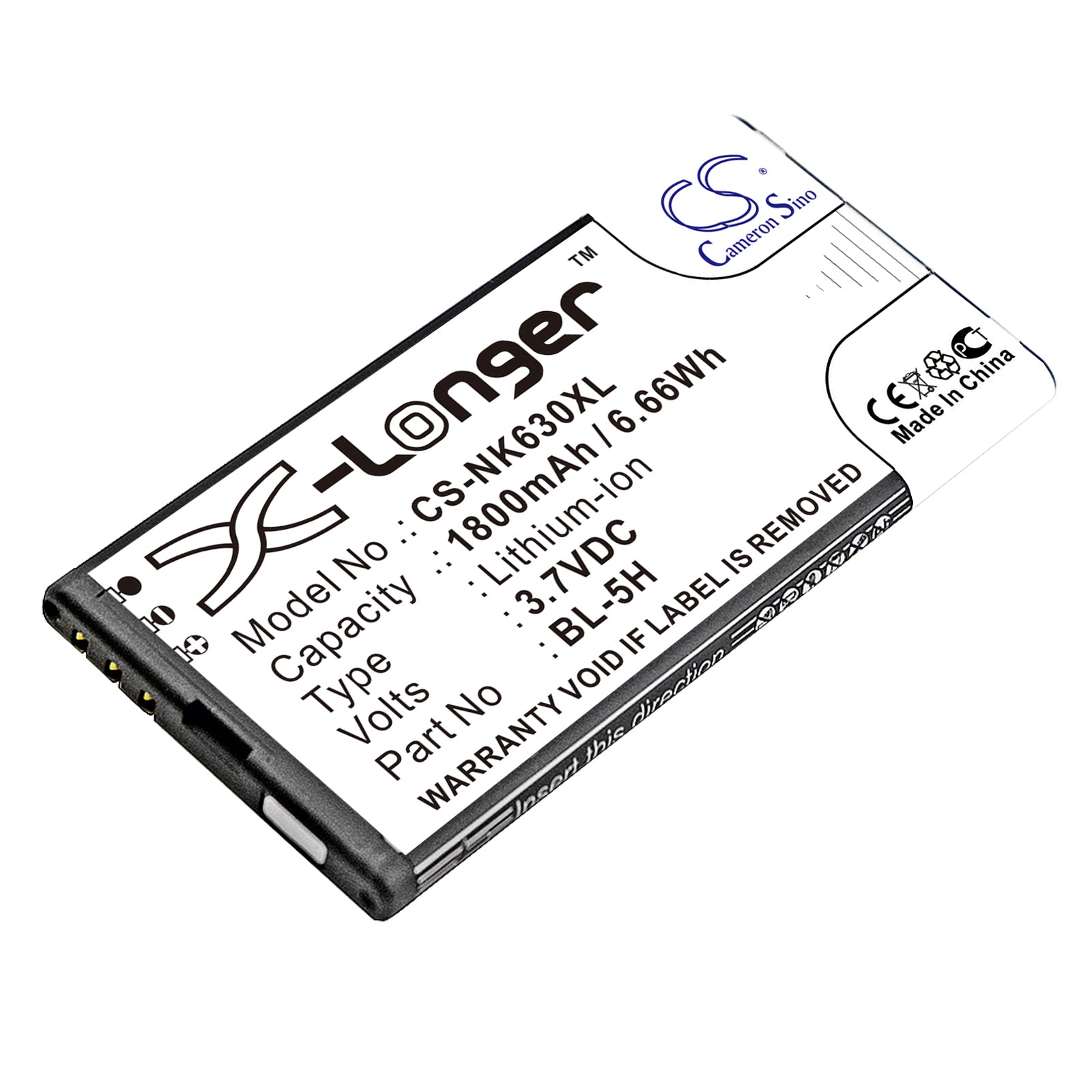 1800mAh Replacement Battery for Nokia Lumia 630/635/636/638 (RM-975 / BL-5H) - 3.7V Li-ion Battery
