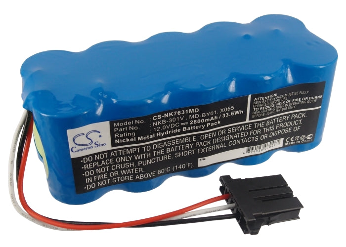 12V 2800mAh Ni-MH Replacement Battery for Nihon Kohden Defibrillator TEC-5500, TEC-7500 Series
