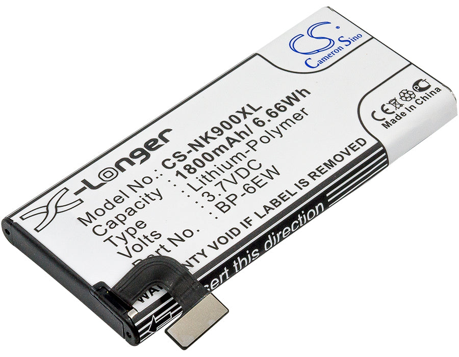 1800mAh Replacement Battery for Nokia Lumia 900/900 4G LTE - 3.7V BP-6EW Li-Polymer Battery Pack
