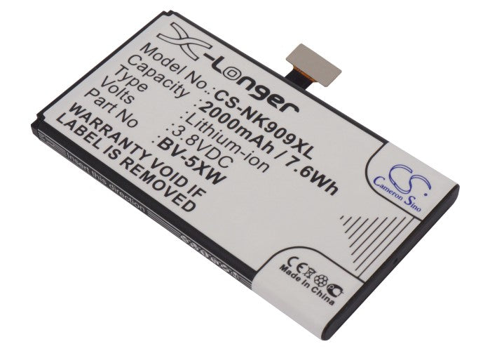 2000mAh Replacement Battery for Microsoft Lumia 1020 & 909 Smartphones - 3.8V Li-ion BV-5XW
