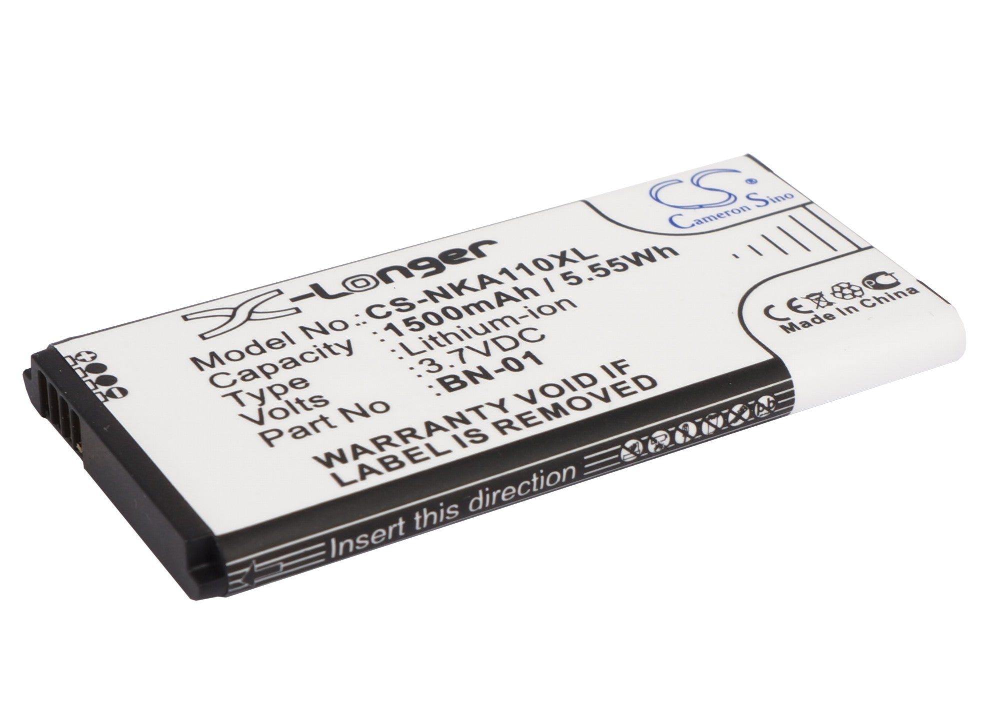1500mAh Replacement Battery for Nokia X, X+, A110 Normandy RM-980 BN-01 - 3.7V Li-ion 
