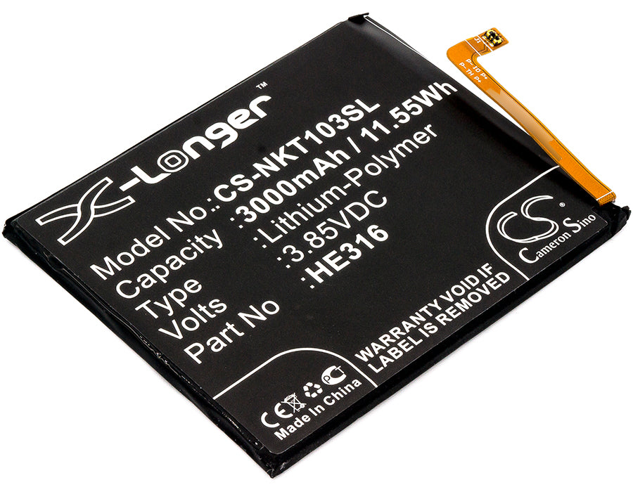 3000mAh HE316/HE335 Replacement Battery for Nokia 6/6 Dual SIM (TA-1025/TA-1039) - Premium Li-Polymer, 3.85V
