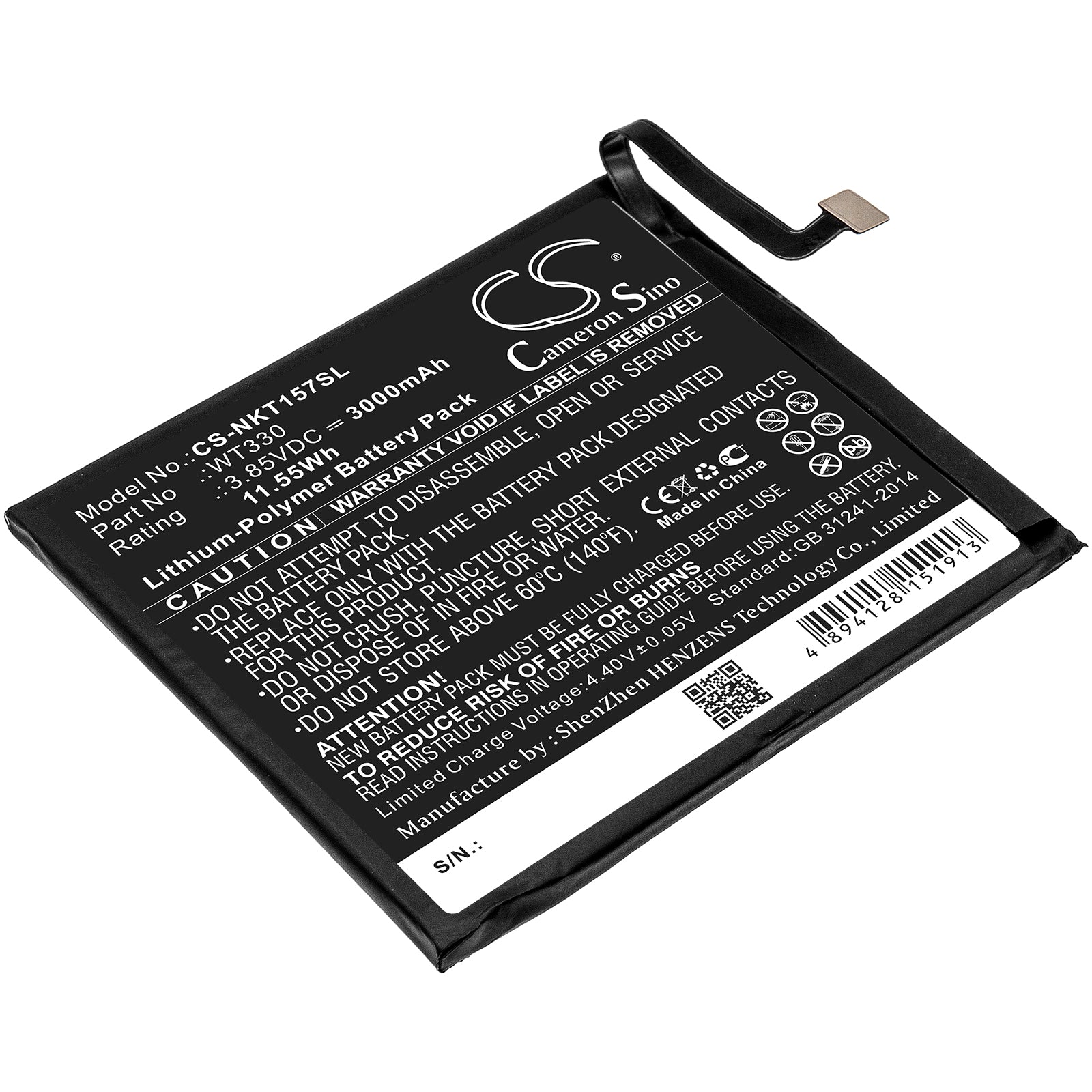 3000mAh WT330 Replacement Battery for Nokia 4.2 (TA-1150, TA-1157) Smartphone - 3.85V Li-Polymer
