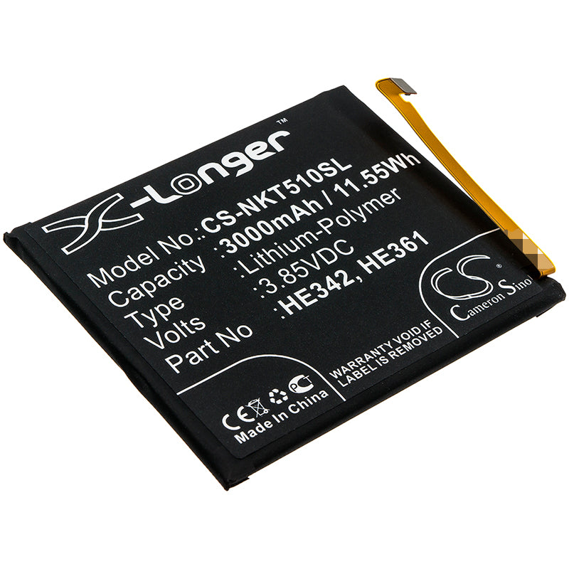 3000mAh Replacement Battery for Casper VIA P3 & Nokia (5.1 Plus, 6.1 Plus, X5, X6) - 3.85V Li-Polymer