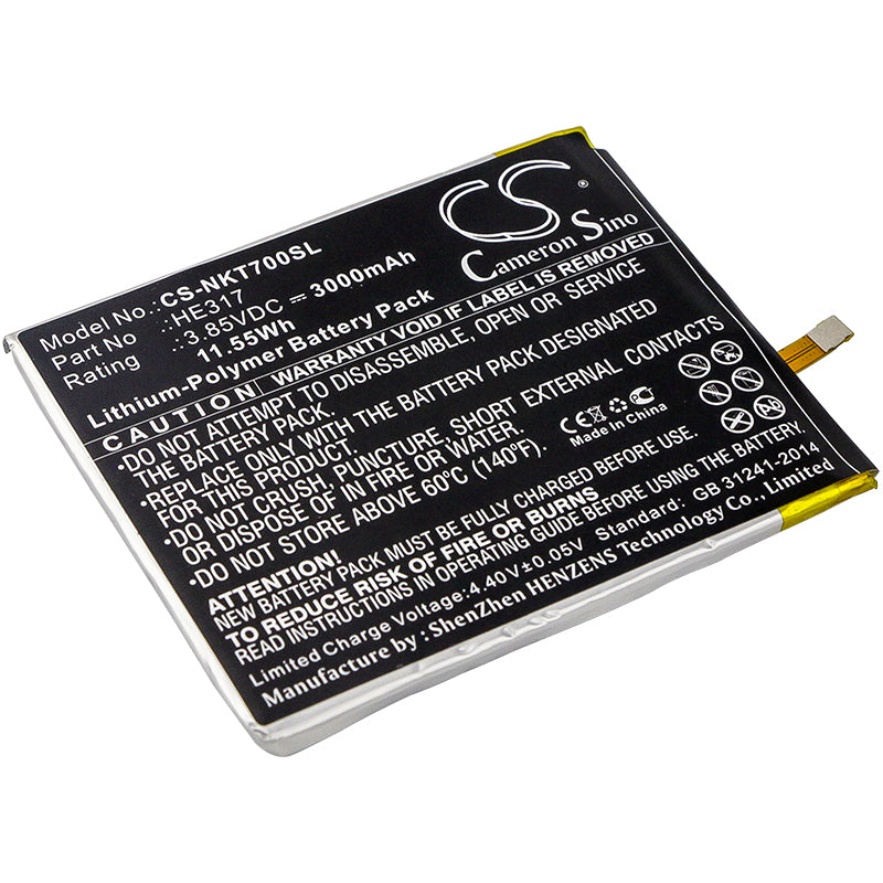 3000mAh Replacement Battery for Nokia 7 & 7 Plus Premium Edition (HE317) - 3.85V Li-Polymer

