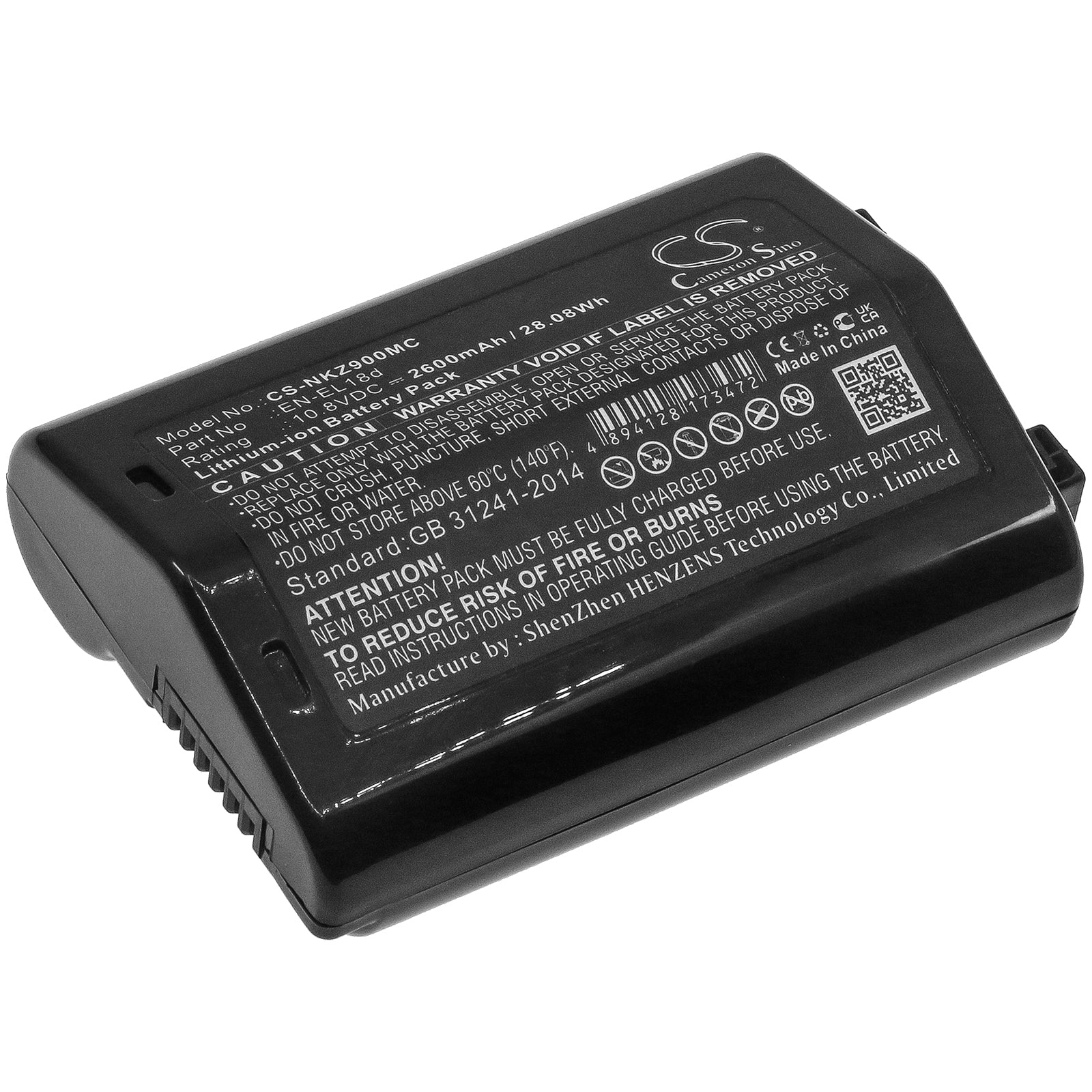 2600mAh EN-EL18d Replacement Battery for Nikon D6 & Z9 Cameras - 10.8V Li-ion

