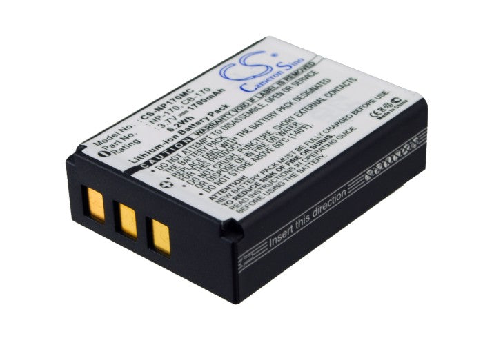 Ordro HDV-D370/D325 & Speed HD-230Z Camera Battery: 1700mAh 3.7V Li-ion Replacement - Size: 43.3x31.8x13.3mm
