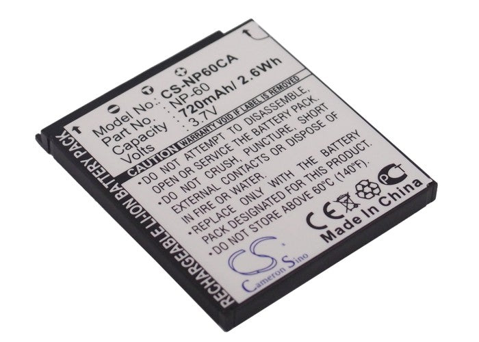 720mAh Replacement Battery for Casio Exilim EX-Z Series Digital Cameras - 3.7V Lithium-Ion
