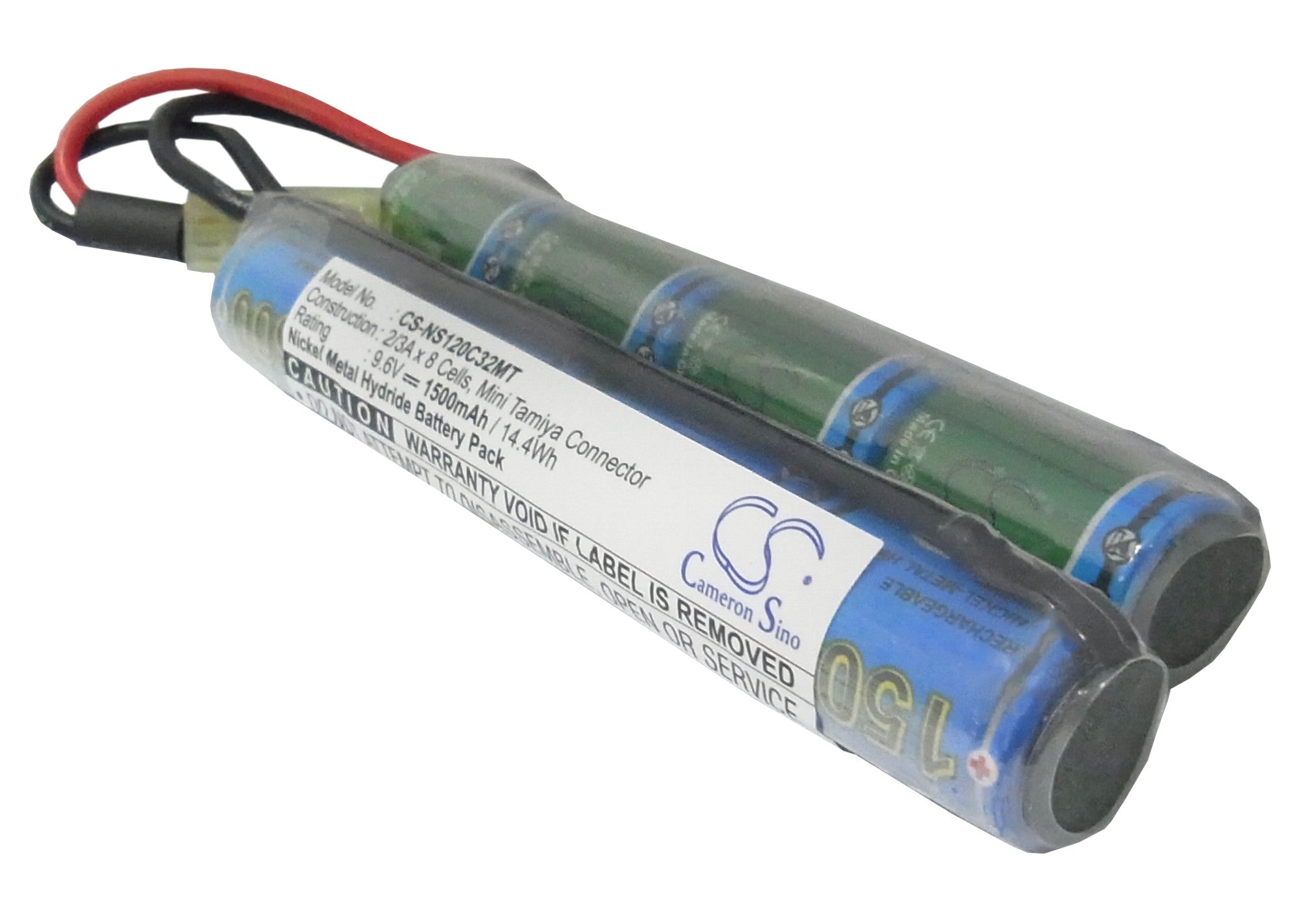 9.6V 1500mAh Ni-MH Airsoft Battery for G36C, M4A1, MP5A5, AUG - Compact Stick Type (118x21.3x17.5mm) 
