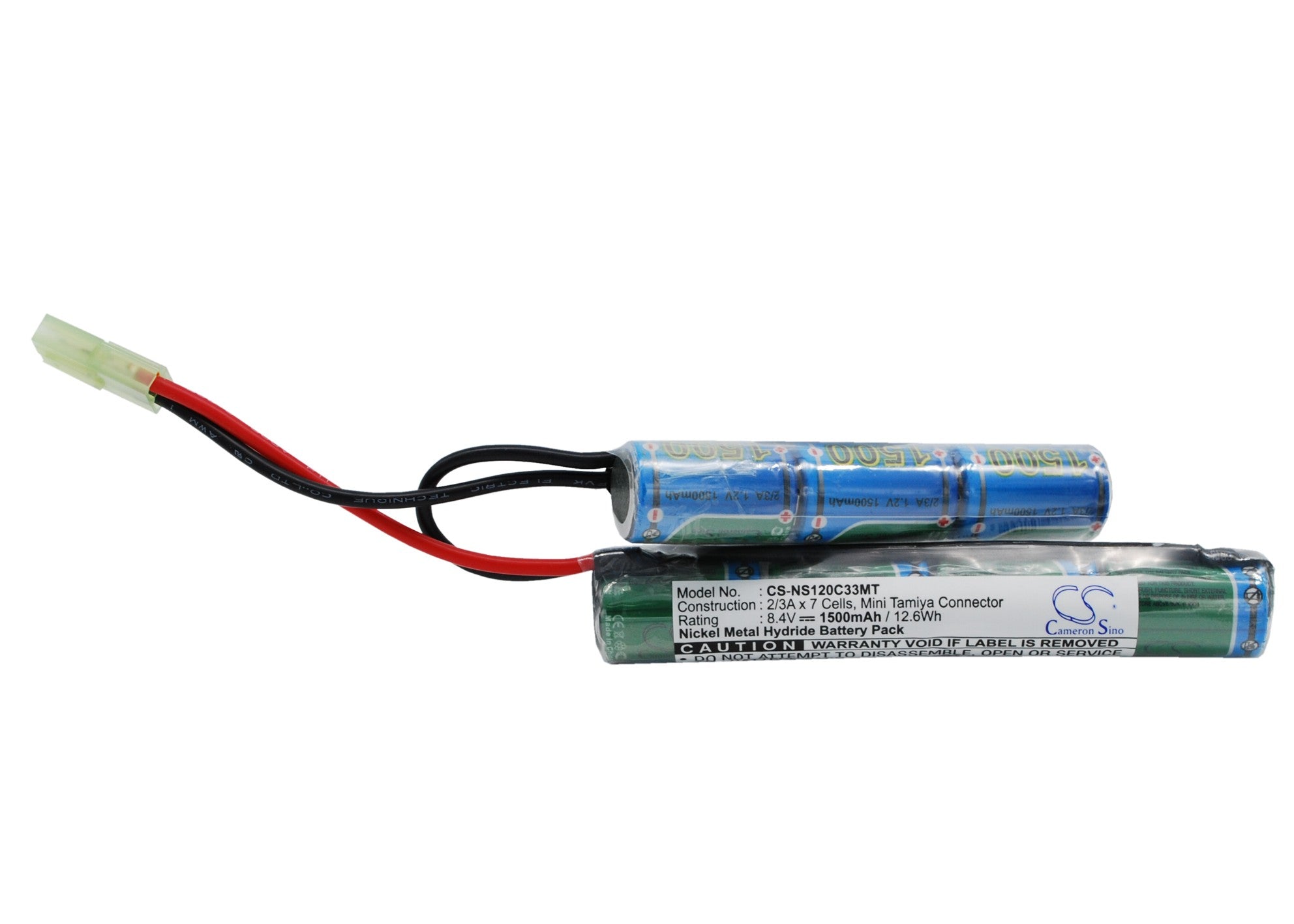 8.4V 1500mAh Ni-MH Battery for RC Cars & Airsoft Guns - CS-NS120C33MT, 117mm Length
